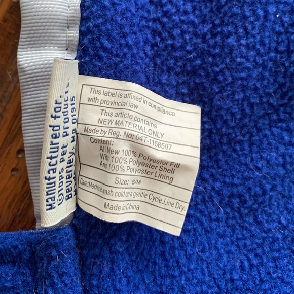 Casual Canine Quilted Nor’Easter Dog Coat in Royal Blue w/ Gray Detail Size S/M - Picture 5 of 8